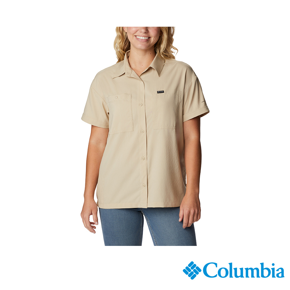 Columbia 哥倫比亞 女款 - 超防曬UPF50快排短袖襯衫-卡其色