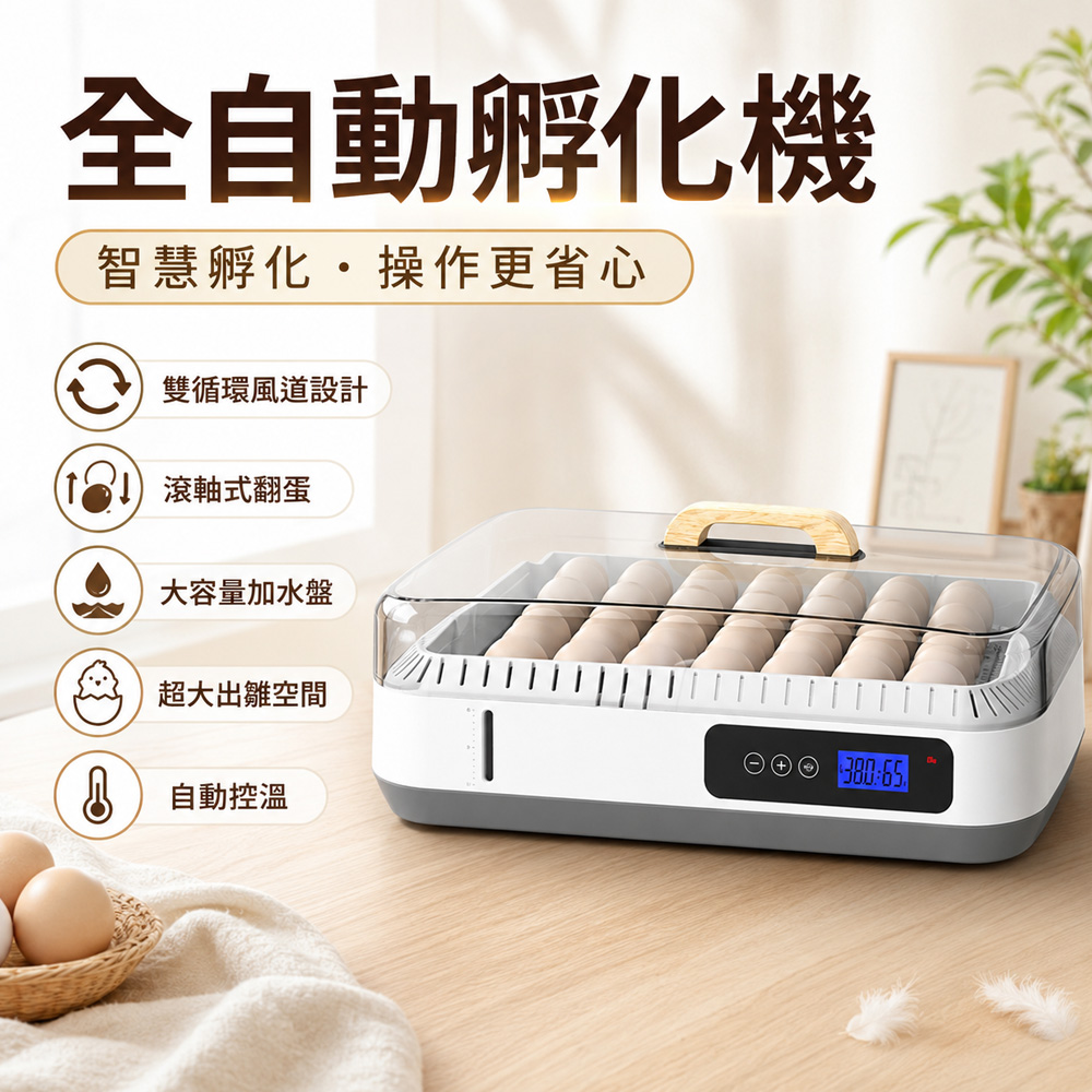 Rtako 全自動孵蛋機 智能孵化器 小雞孵化機 自動翻蛋 恆溫控濕 家用孵蛋器 35枚