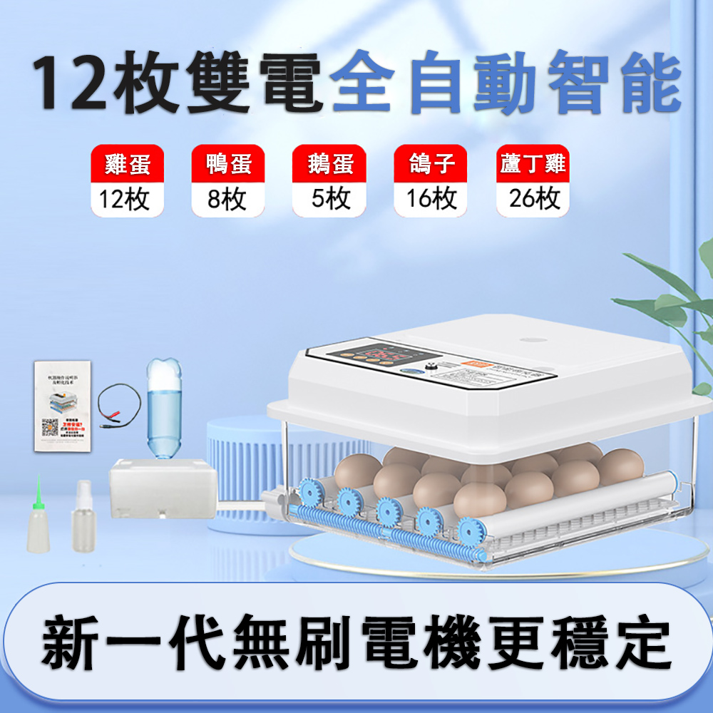 台灣現貨 12枚孵化機 110V全自動翻蛋 小型家用智能孵化器 孵蛋器 孵化箱 雞蛋鵪鶉鸚鵡鳥蛋孵蛋機
