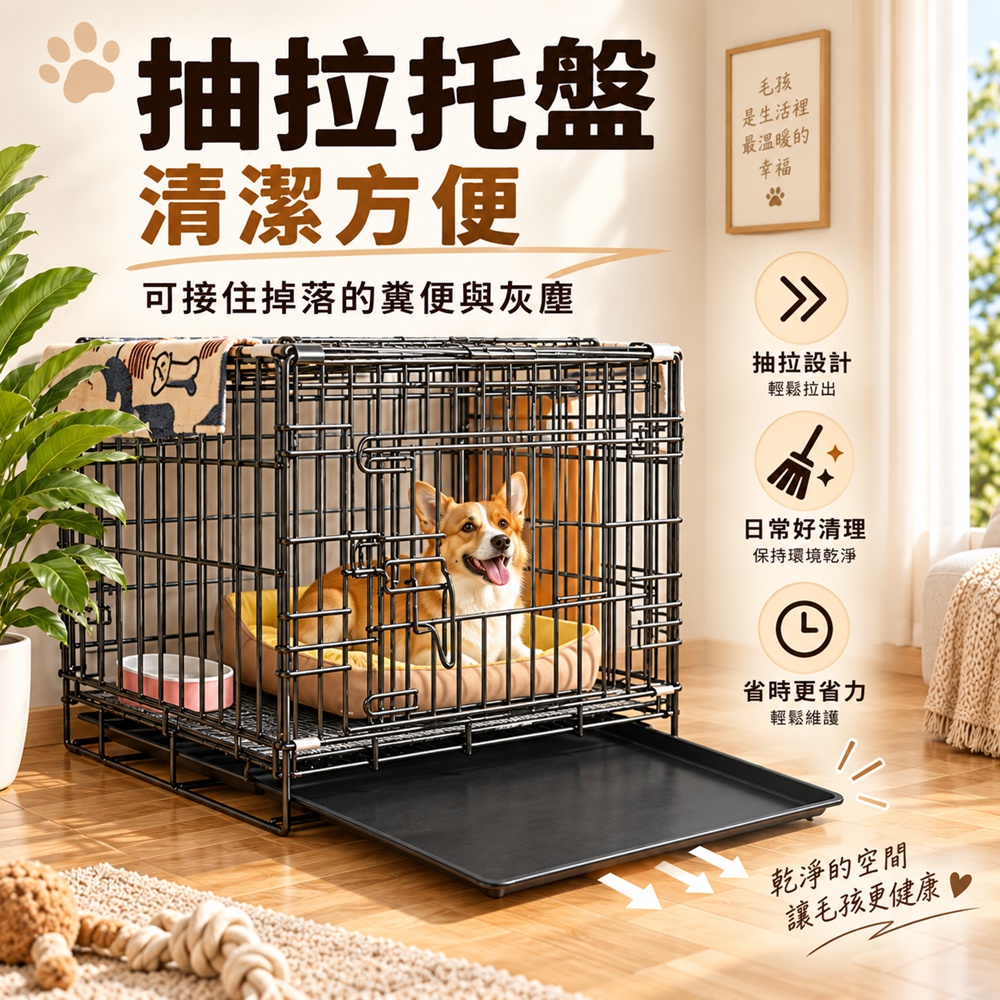 【星輝暦】 狗籠 狗窩 寵物籠子 室內狗籠 狗籠中型犬 柯基柴犬寵物專用籠子（大型70*50*60cm）