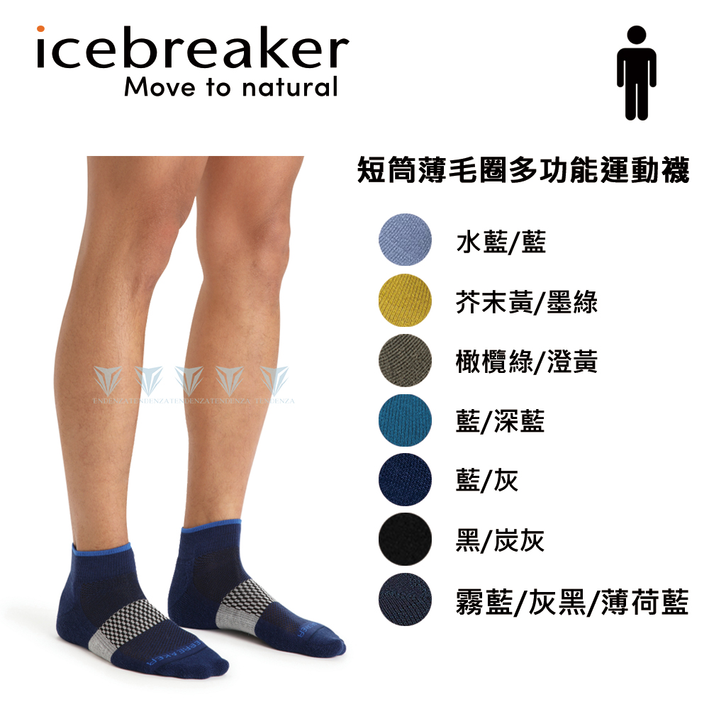 icebreaker 三件67折 IB105132 男 短筒薄毛圈多功能運動襪