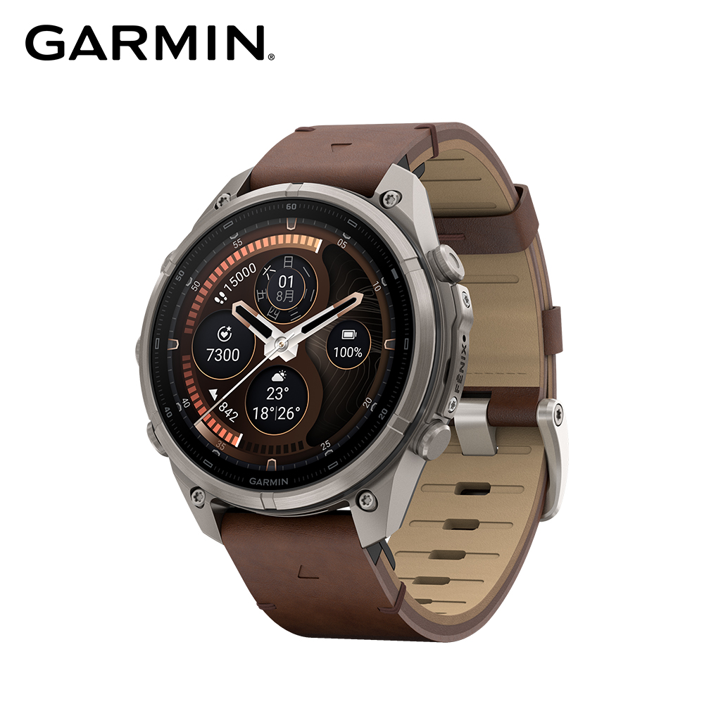 Fenix 9 Pro AMOLED 全方位戶外進階GPS智慧腕錶 47mm (inReach版) - 深棕皮革