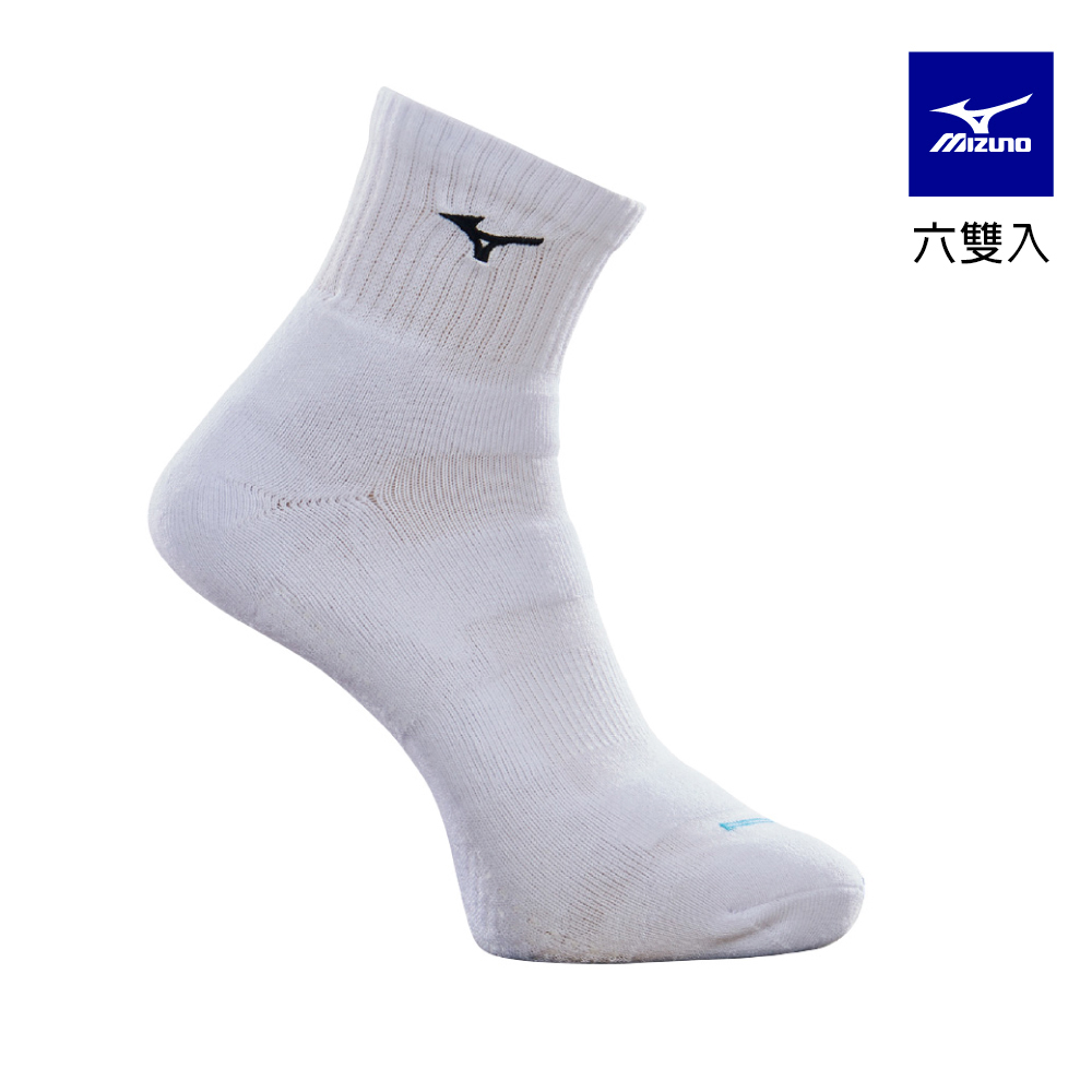 MIZUNO 美津濃 男款 運動厚底短襪 (6雙入) 32TXC70101Q（白x黑）