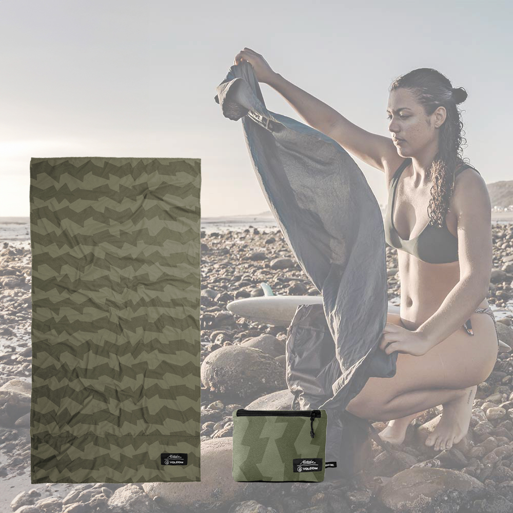 Matador 鬥牛士 x Volcom Packable Beach Towel 超輕量速乾沙灘墊 - 虎斑綠/折疊/毛巾/衝浪/海灘