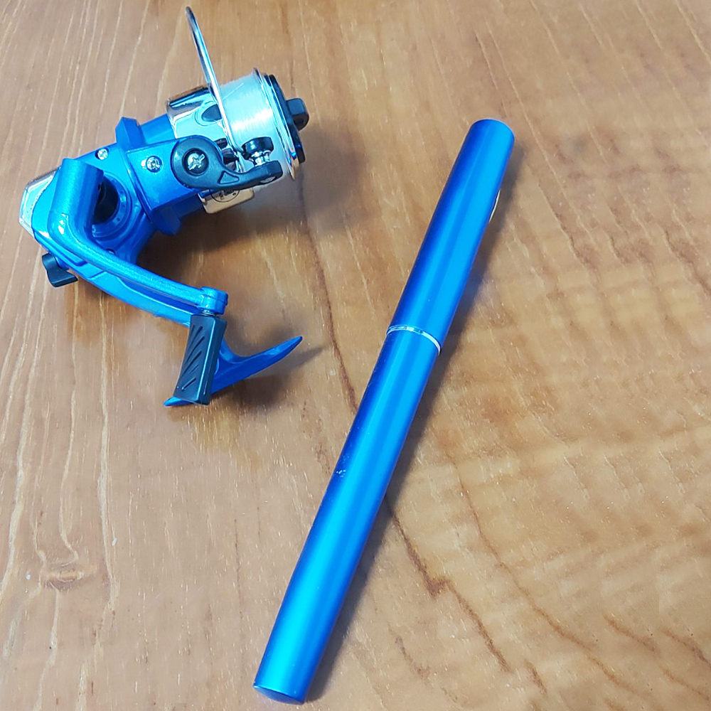 鋼筆型碳纖維小釣竿 迷你釣竿 紡車輪10米釣魚竿h2型 藍色 Pchome 24h購物