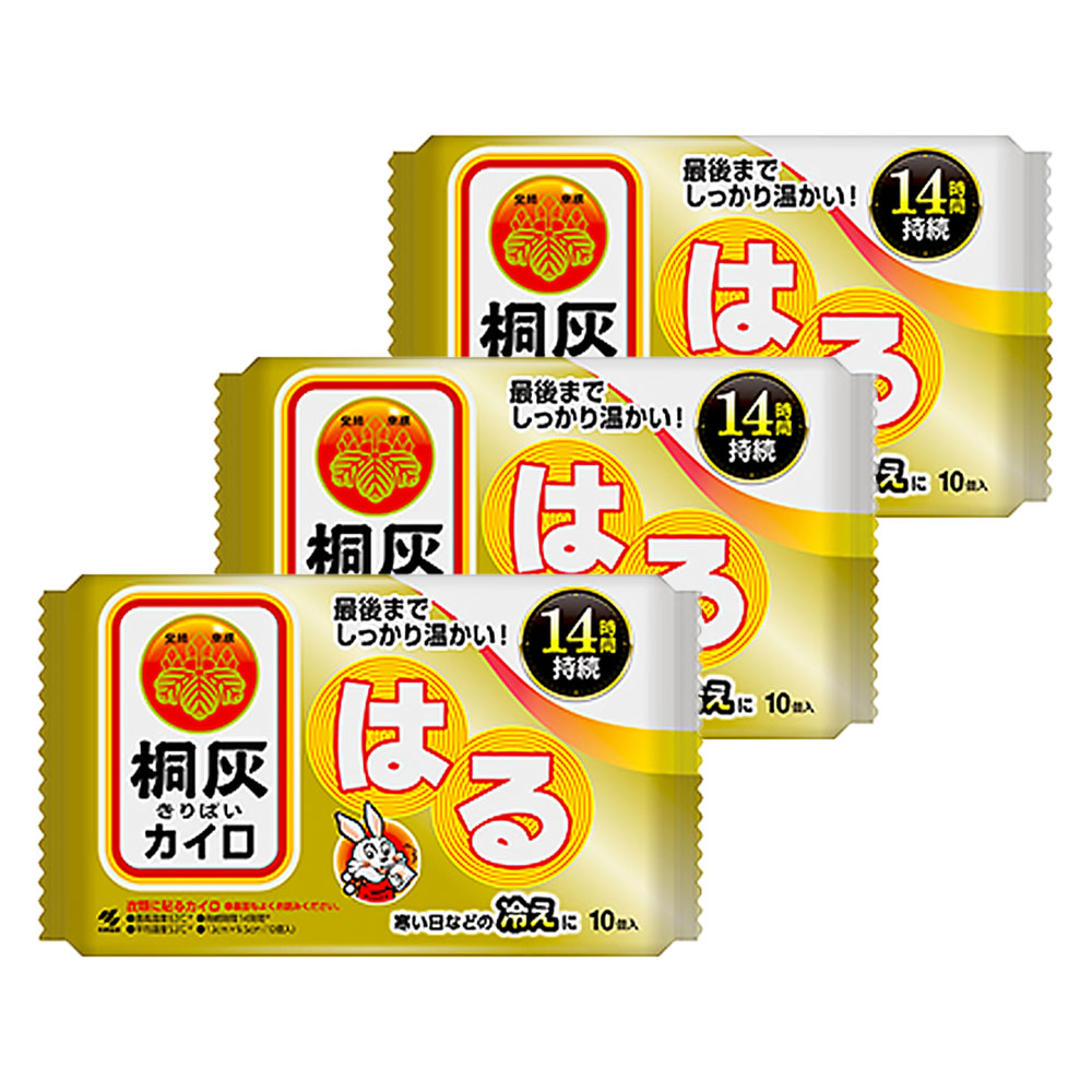 小林製藥 14小時貼式暖暖包 10片 x3包 日本製 桐灰 小白兔暖暖包