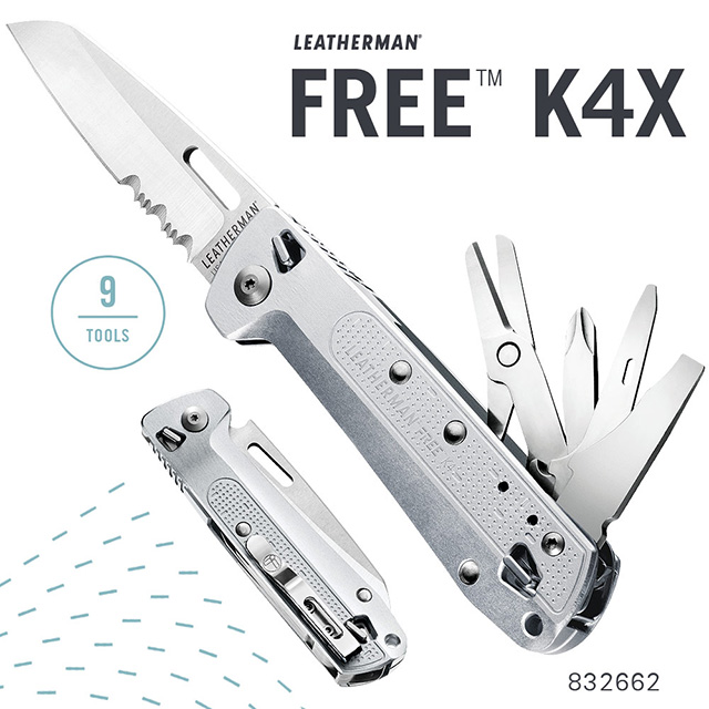 LEATHERMAN FREE K4X 多功能工具折刀(半齒刃/銀色握柄) #832662