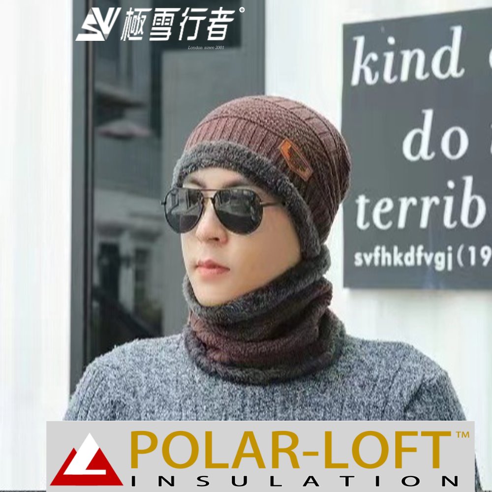 [極雪行者]英軍POLAR-LOFT(24H)中空纖維內長毛防風針織極地雪帽SW-T064/咖啡色[日韓版]