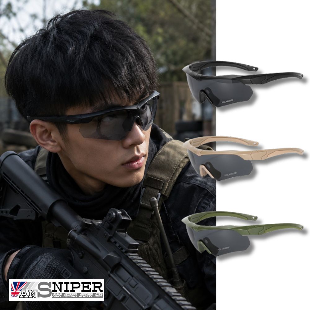 軍特規S.A.S全天候抗UV藍光HD軍規偏光高清戰術眼鏡11件組/夜鷹黑SP511