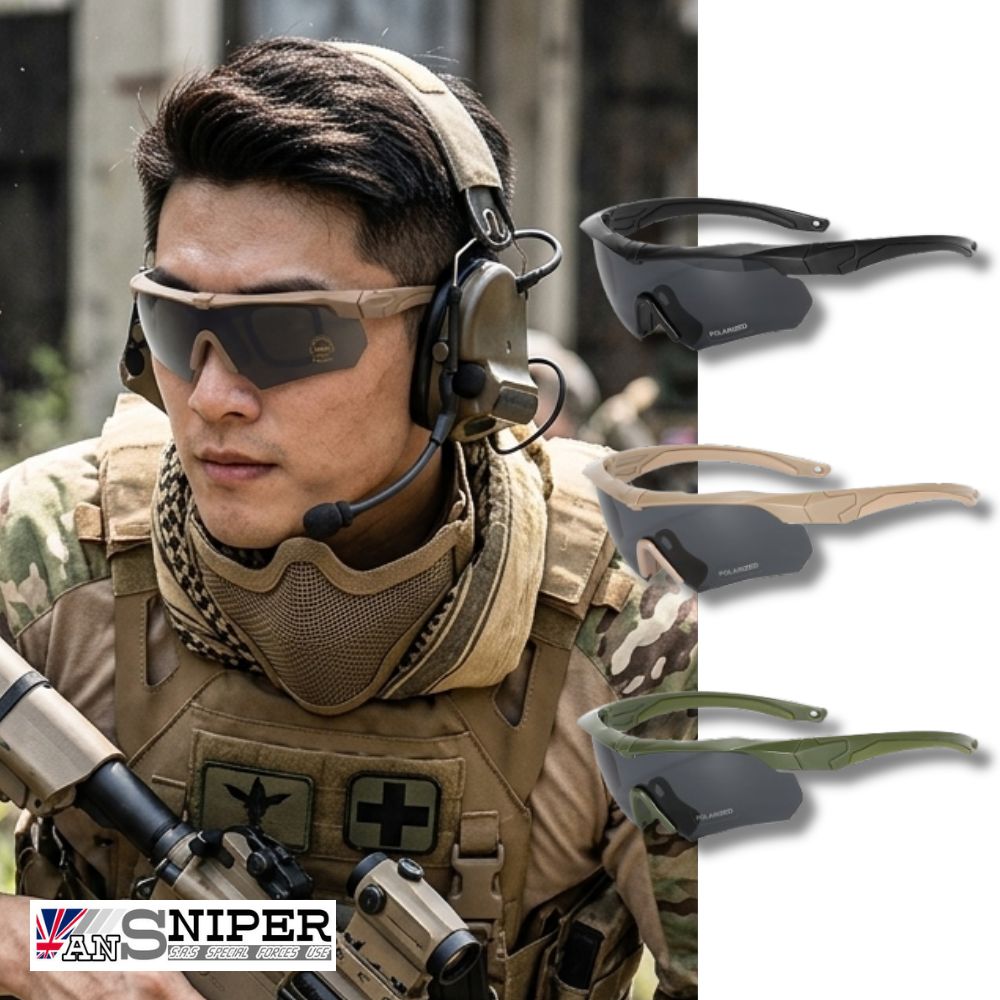 [英國]軍特規S.A.S全天候抗UV藍光HD軍規偏光高清戰術眼鏡11件組/SP511 沙漠棕
