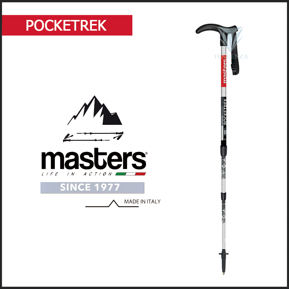 masters 【義大利 】寶特登山杖 1入 - 銀/紅
