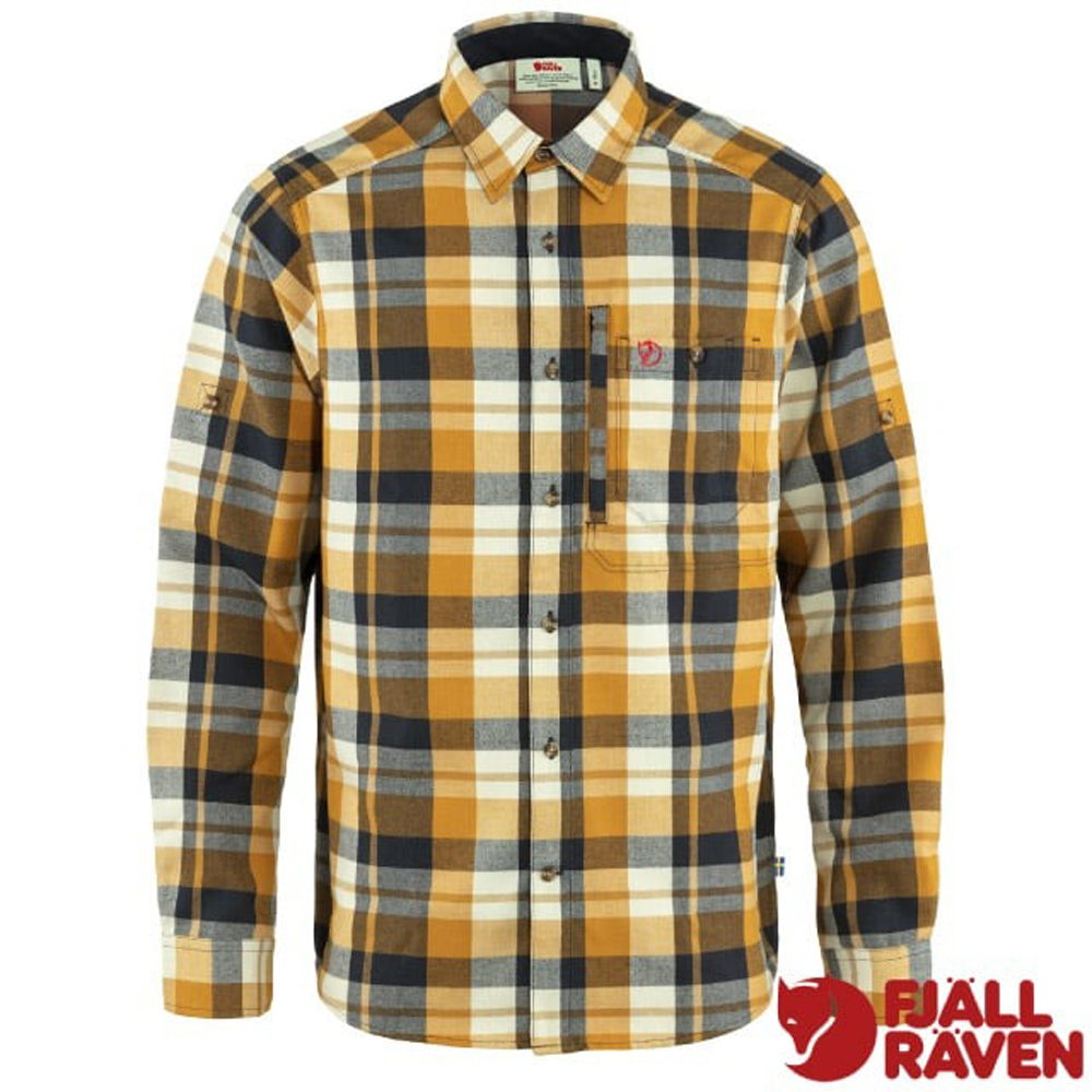 Fjallraven 小狐狸 小狐狸 男 Fjallglim Shirt 長袖保暖襯衫/兩個胸口袋.袖口可捲起/81380-232-555 蕎麥棕/暗深藍