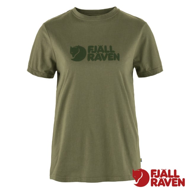 Fjallraven 小狐狸 小狐狸 女 Fjällräven Logo 吸濕彈性有機棉混紡短袖圓領衫.休閒T恤.運動上衣/輕量透氣/87146-620 綠