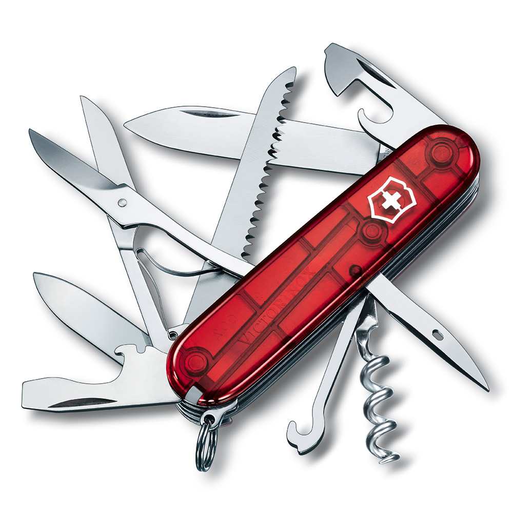 VICTORINOX 瑞士維氏 狩獵者15用瑞士刀-透明紅 (13713.T)