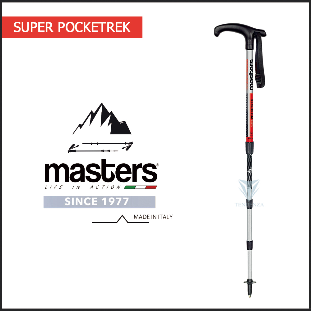 masters 【義大利 】Super Pocketrek超短寶特(四節)登山杖 - 銀/紅