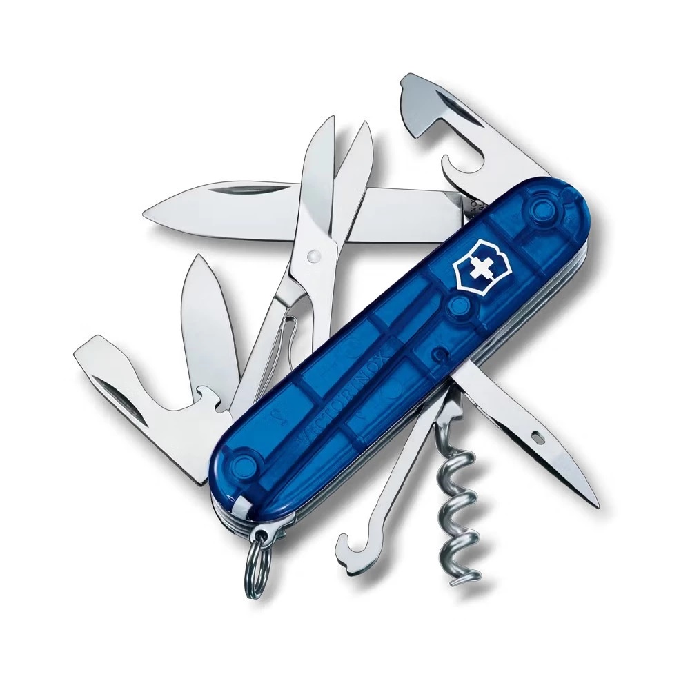 VICTORINOX 瑞士維氏 VICTORINOX 瑞士維氏 Climber14用瑞士刀 91mm 透紅/透藍1.3703.T2