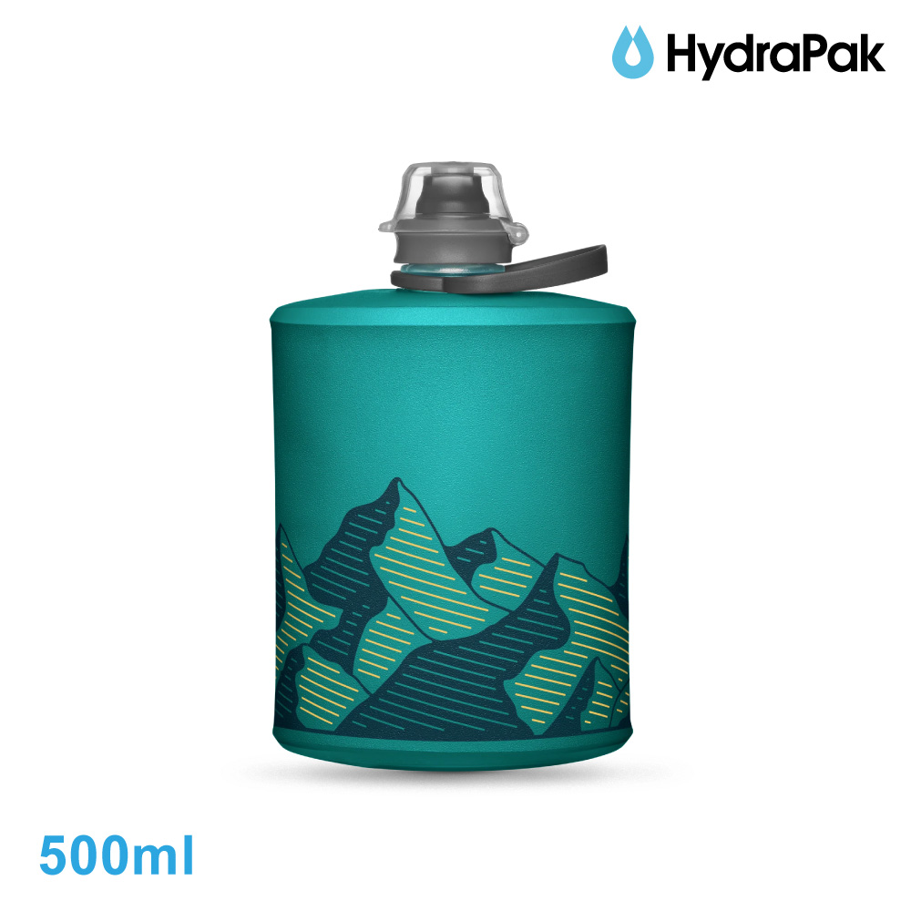 Hydrapak Stow軟式水壺GS355|冰川藍 500ml (附提把 摺疊收納)