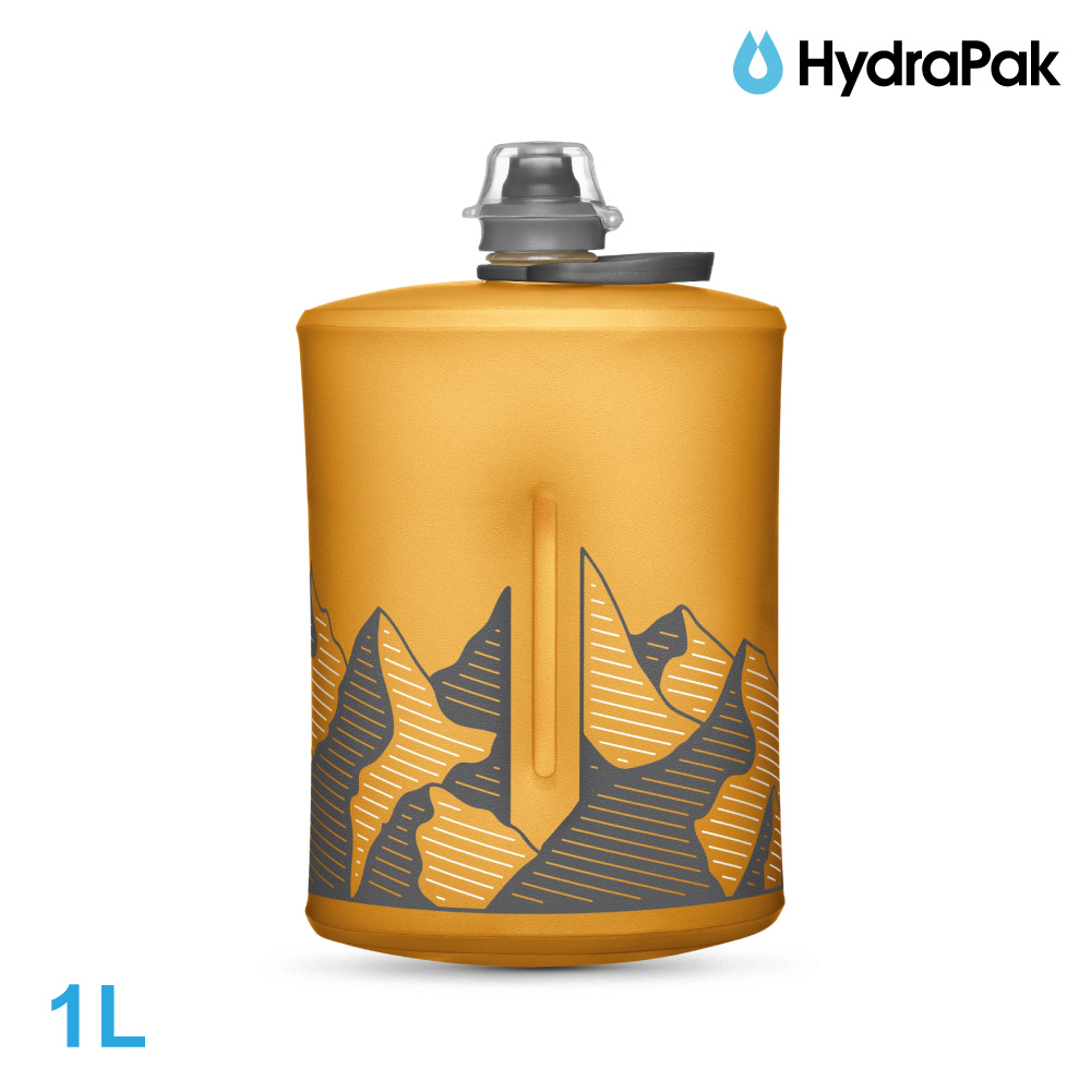 Hydrapak Stow軟式水壺GS351｜鬱金黃 1L (附提把 摺疊收納)