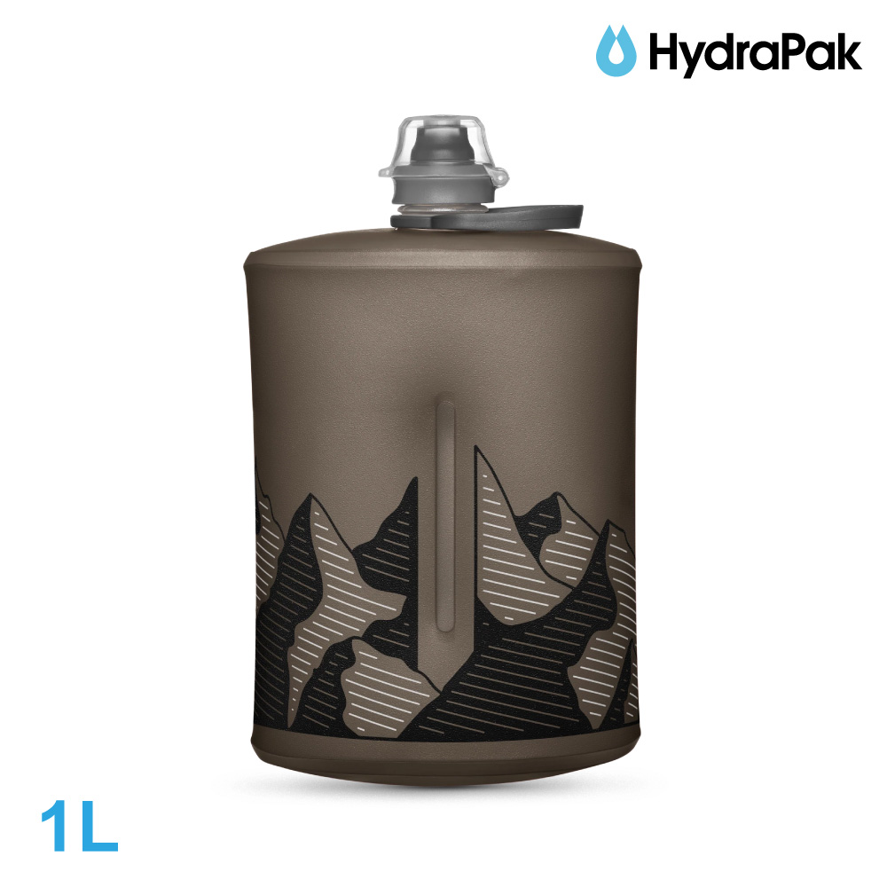 Hydrapak Stow軟式水壺GS351|遠古灰 1L (附提把 摺疊收納)