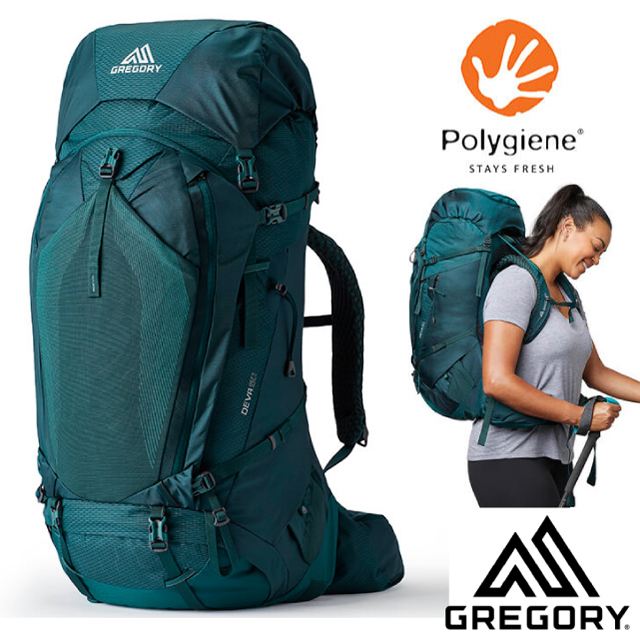 Gregory 女新款 DEVA 60 專業網狀透氣健行登山背包(S)_142458 翡翠綠