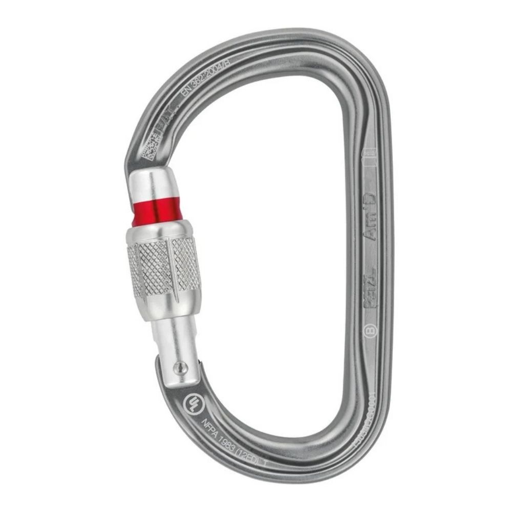 PETZL Am`D SCREW-LOCK 鋁合金D型有鎖鉤環 銀灰色 M34A-SL
