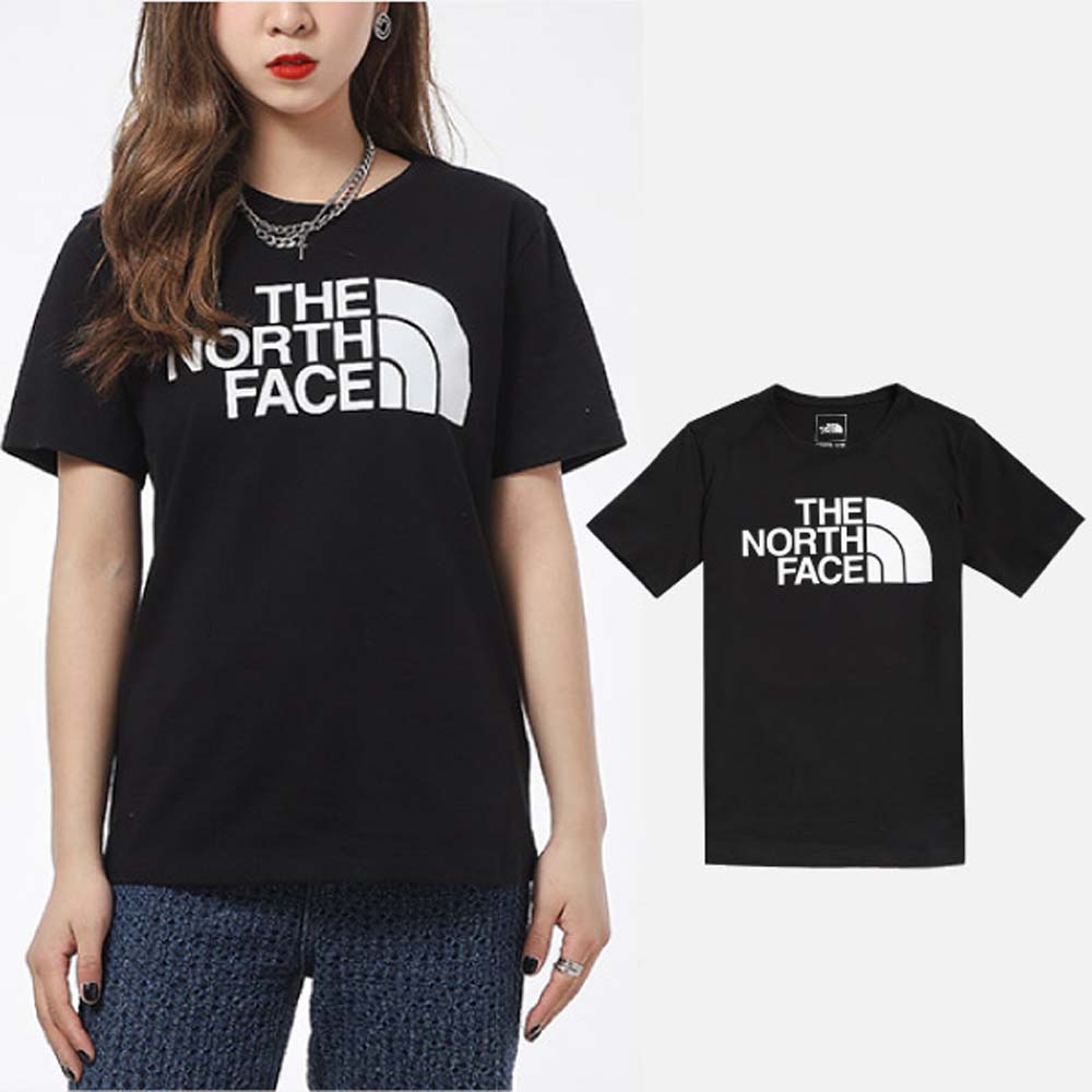 The North Face 北面 女 經典柔軟透氣大LOGO短袖圓領T恤.休閒運動上衣/ 4U8K-JK3 黑 V