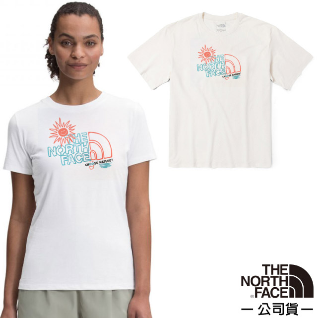 The North Face 北面 女款 柔軟透氣純棉短袖圓領T恤(亞洲版型).休閒衫/7WET-FN4 白 N