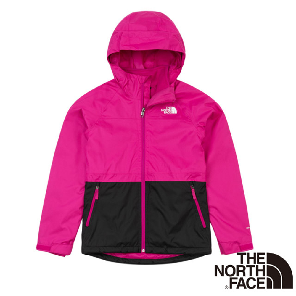 The North Face 北面 童/女 3效能 撞色防水透氣連帽外套/機能性夾克 .風雨衣/7WPG-146 粉黑色