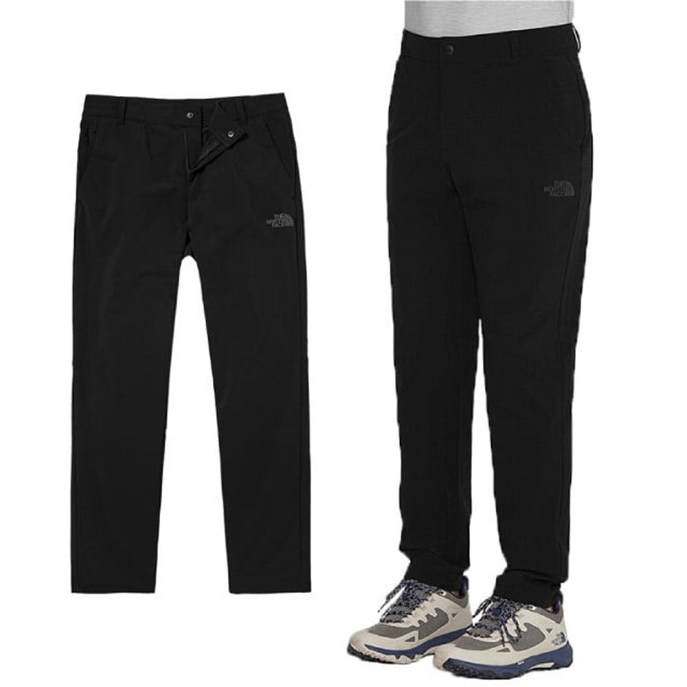 The North Face 北面 男新款 登山健行防潑水彈力耐磨排汗褲(亞洲版型).機能快乾休閒褲.抗臭運動褲/舒適型腰頭/5AXV-JK3 黑 N
