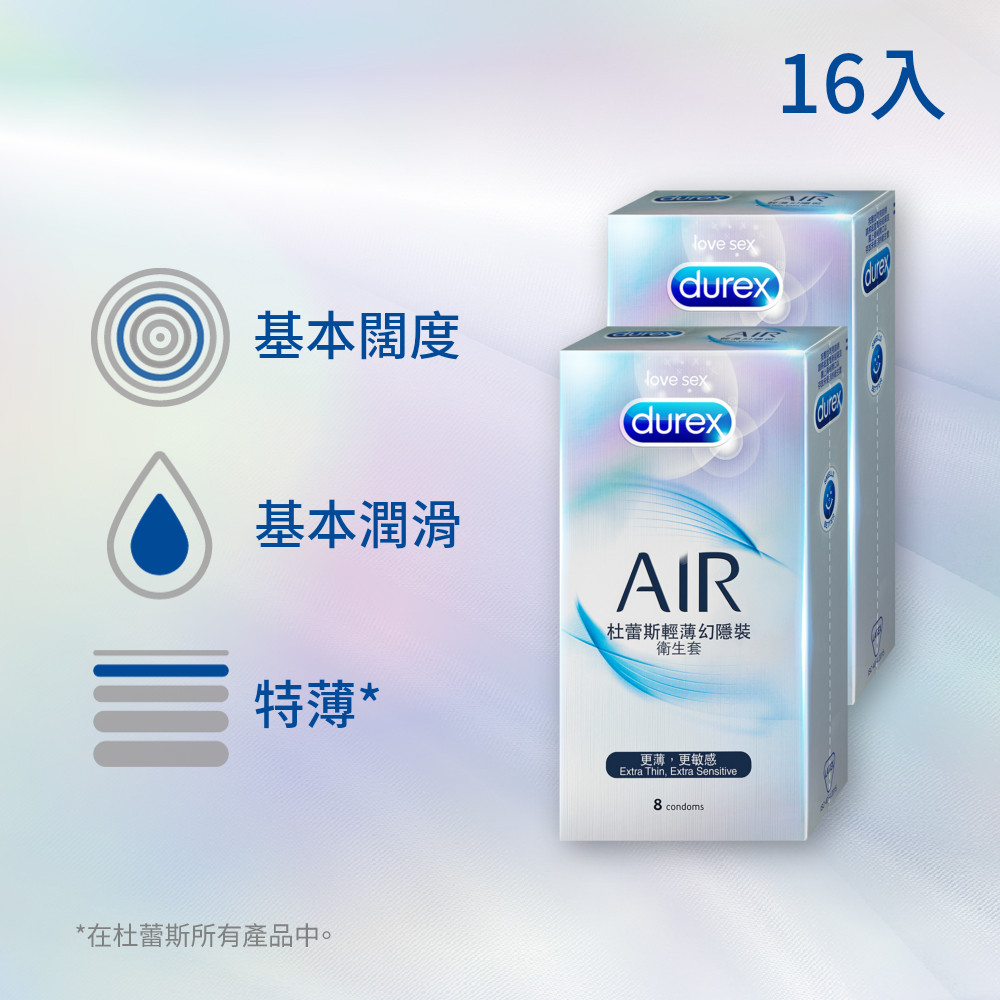 Durex 杜蕾斯 AIR輕薄幻隱裝衛生套2盒(共16入)