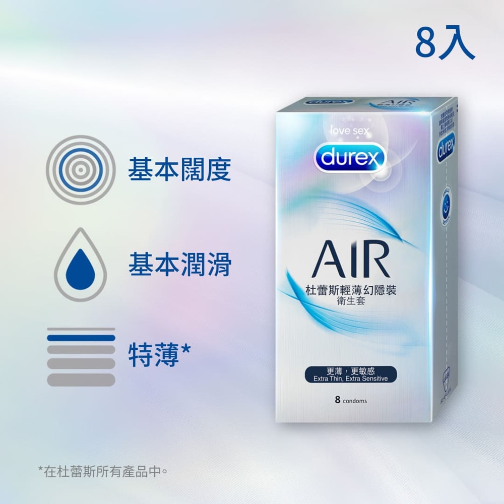 Durex 杜蕾斯 AIR輕薄幻隱裝衛生套1盒(8入)