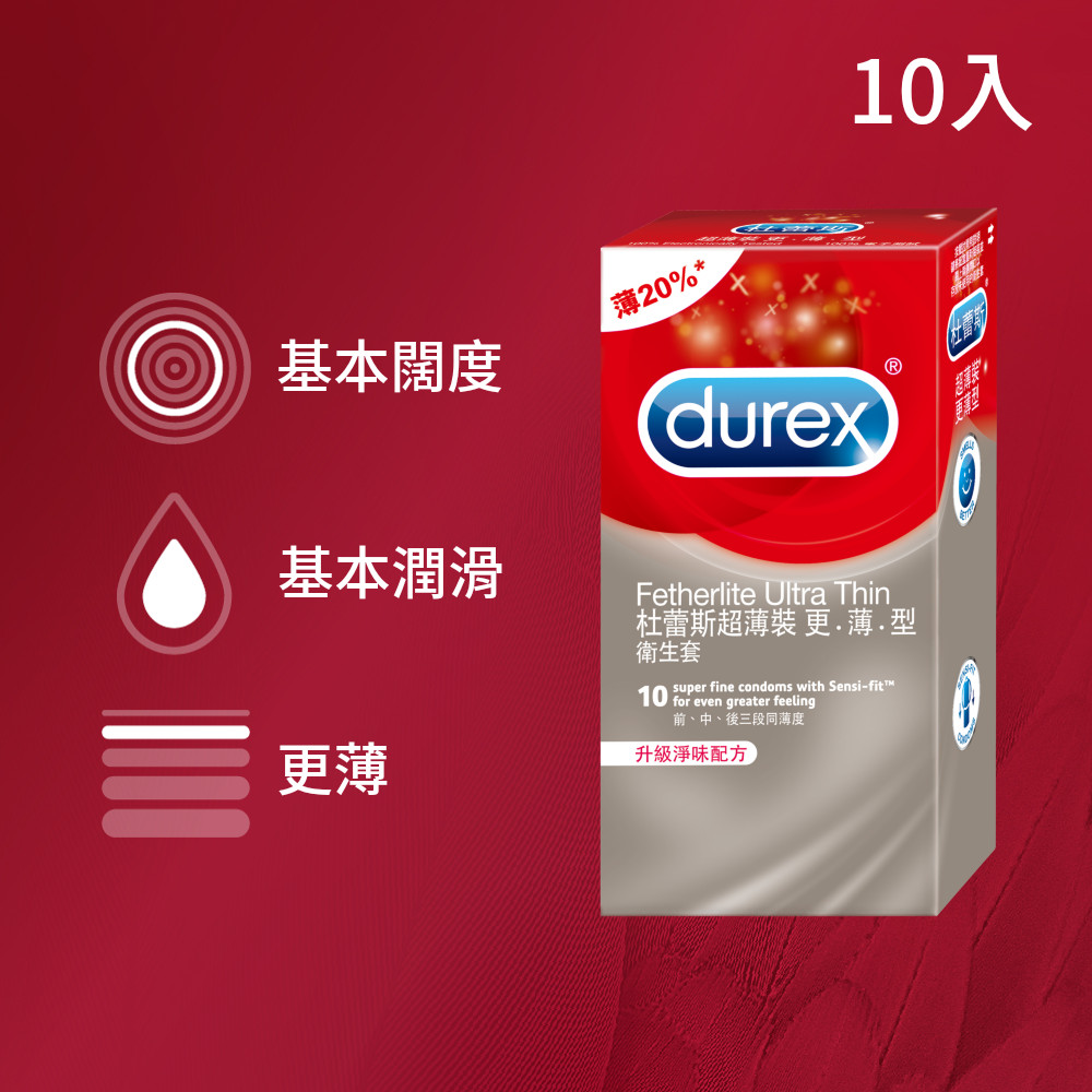 Durex 杜蕾斯 超薄裝更薄型衛生套1盒(10入)