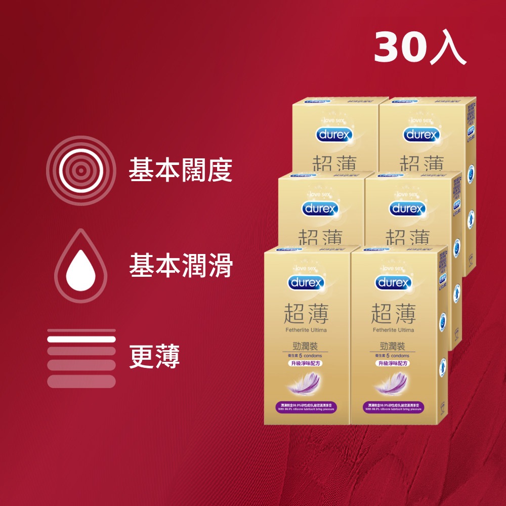 Durex 杜蕾斯 超薄勁潤裝衛生6盒(共30入)