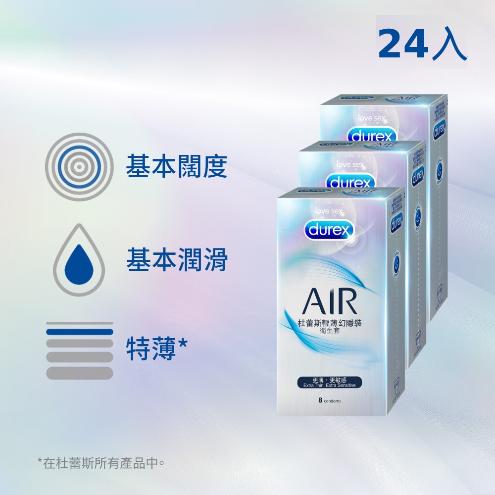 Durex 杜蕾斯 AIR輕薄幻隱裝衛生套3盒(共24入)
