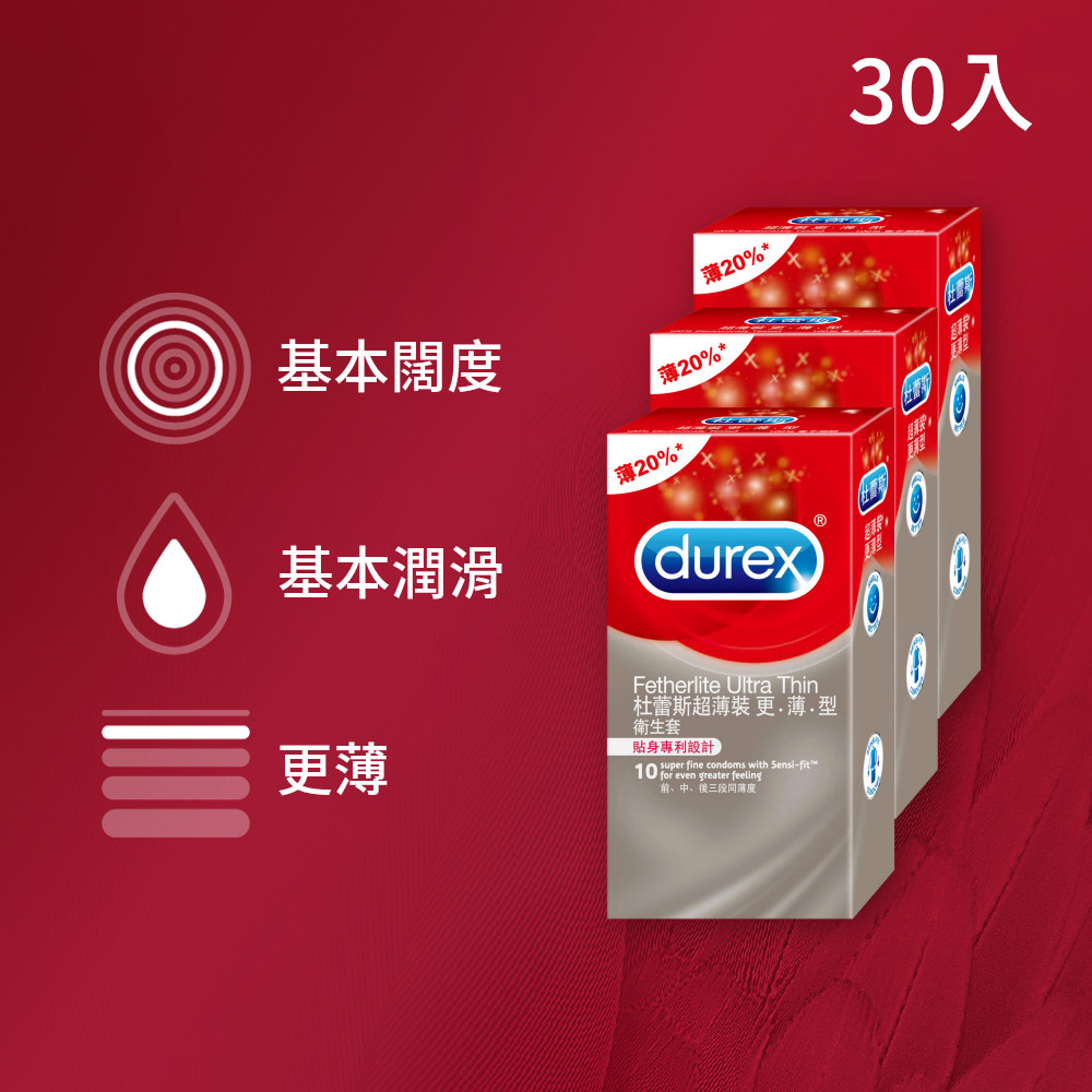 Durex 杜蕾斯 超薄裝更薄型衛生套3盒(共30入)