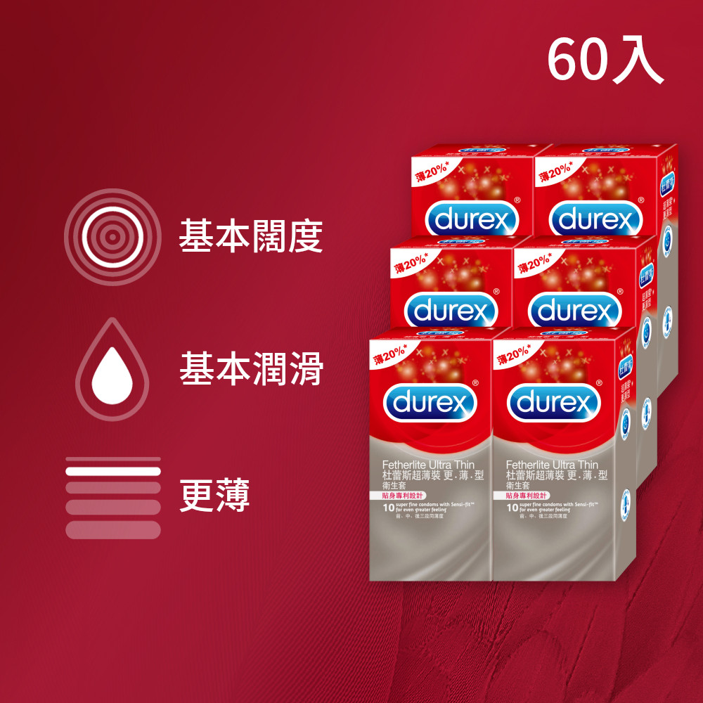 Durex 杜蕾斯 超薄裝更薄型衛生套6盒(共60入)