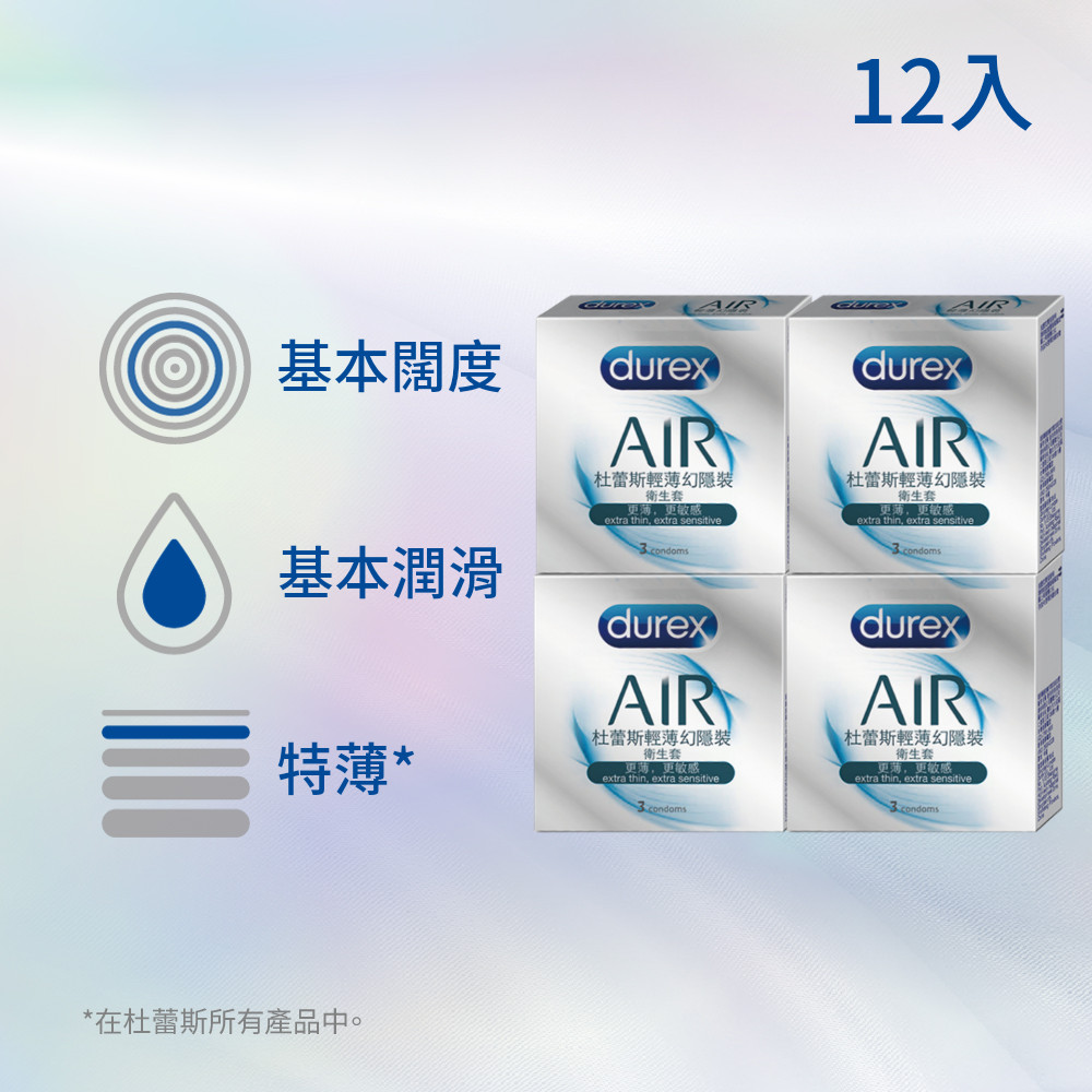 Durex 杜蕾斯 AIR輕薄幻隱裝衛生套4盒(共12入)