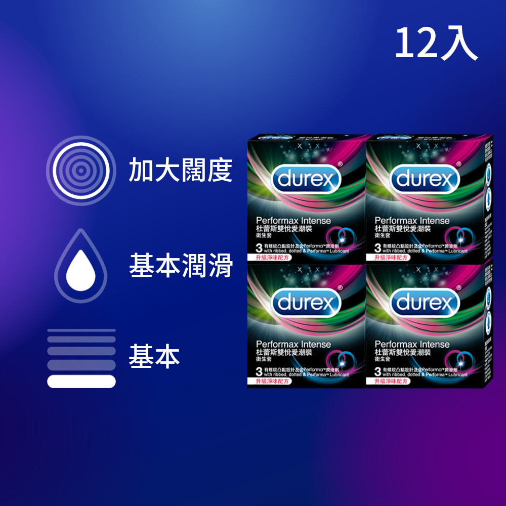 Durex 杜蕾斯 雙悅愛潮裝衛生套4盒(共12入)