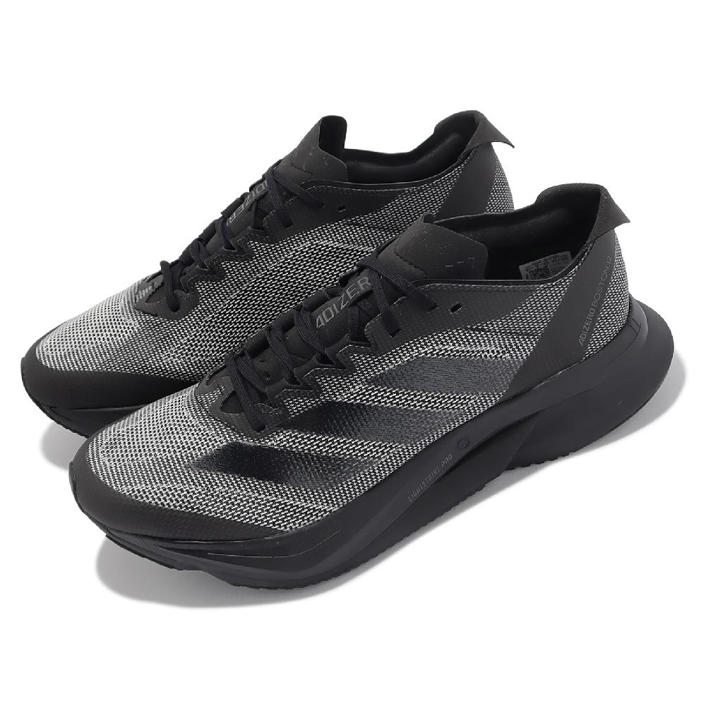 adidas 愛迪達 慢跑鞋 Adizero Boston 12 M 男鞋 黑 灰 馬牌輪胎底 運動鞋 馬拉松 ID5985
