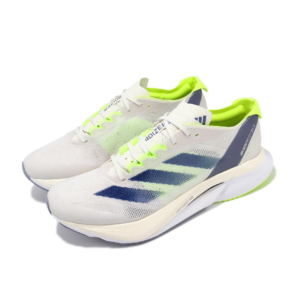adidas 愛迪達 慢跑鞋 Adizero Boston 12 男鞋 白 綠 輕量 回彈 中長跑 路跑 運動鞋 IE8493