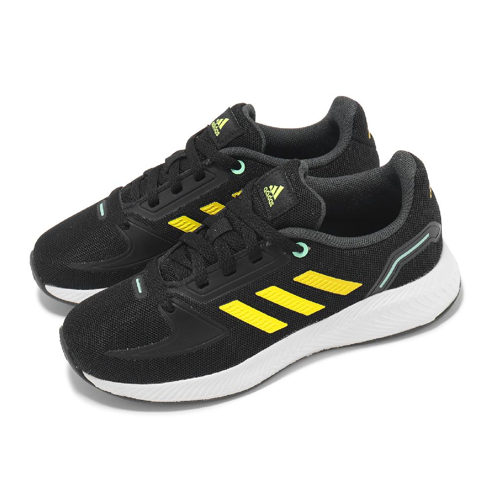 adidas 愛迪達慢跑鞋Runfalcon 2 0 K 中童黑黃緩衝小朋友 鞋HR1408