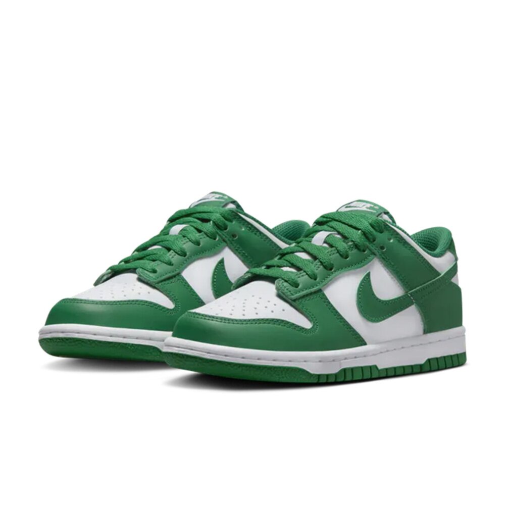 NIKE 耐吉 Dunk Low 綠白 GS 皮革 低筒 經典 休閒鞋 運動鞋 大童鞋 FB9109-114