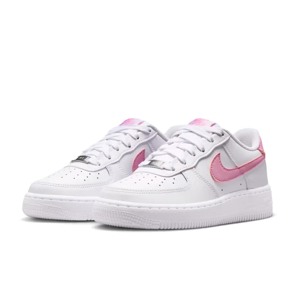 NIKE 耐吉 Air Force 1 白底粉勾 GS AF1 經典 休閒鞋 運動鞋 大童鞋 CT3839-124