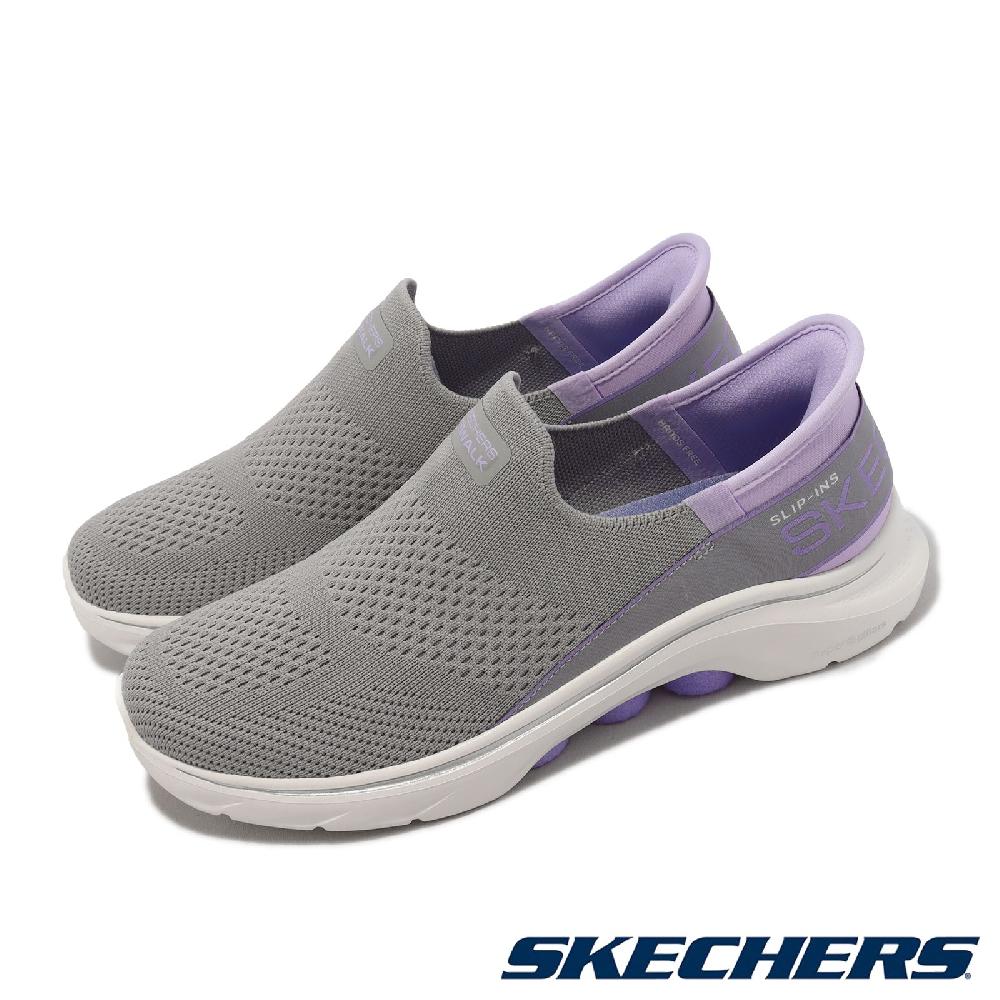 Skechers 斯凱奇 休閒鞋 Go Walk 7-Mia Slip-Ins 女鞋 灰 紫 套入式 瞬穿科技 記憶鞋墊 125231GYLV