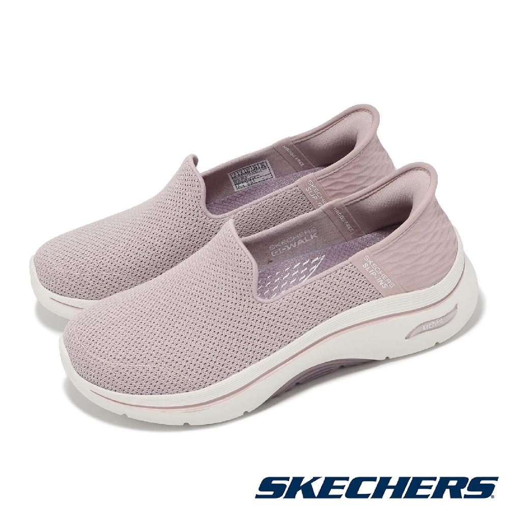 Skechers 斯凱奇 休閒鞋 Go Walk Arch Fit 2.0 Slip-Ins 女鞋 寬楦 紫白 套入式 懶人鞋 125315WMVE