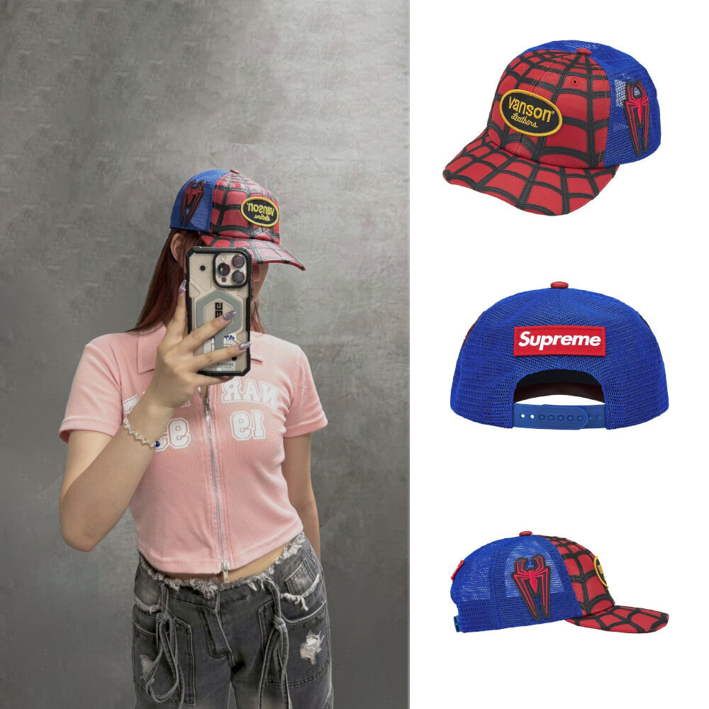 Supreme × Vanson Leathers × Spider-Man 三方聯名六分割皮革網帽