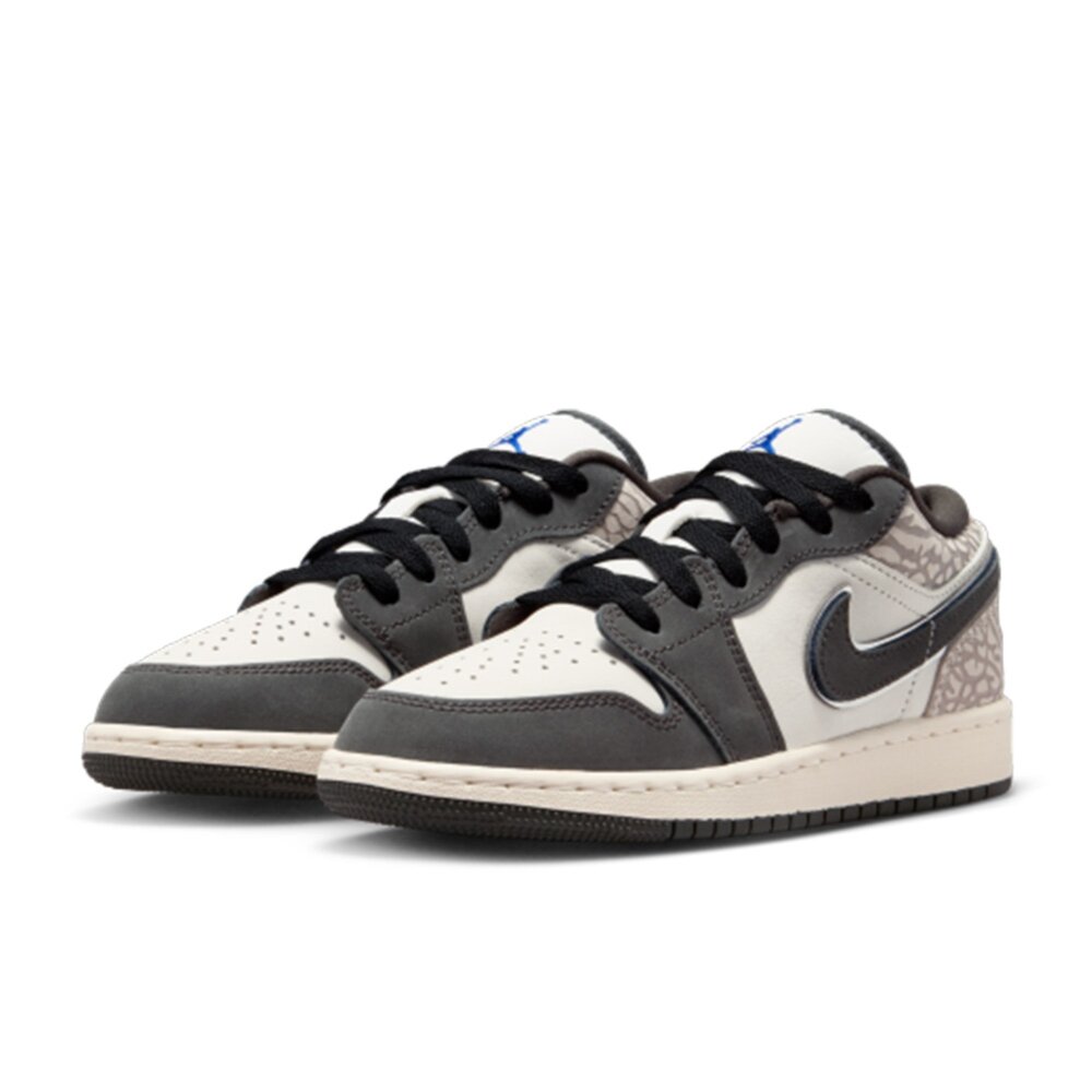 NIKE 耐吉 Air Jordan 1 Low 大象灰爆裂紋 GS 緩震 抓地 氣墊 休閒鞋 運動鞋 大童鞋 IU2269-100