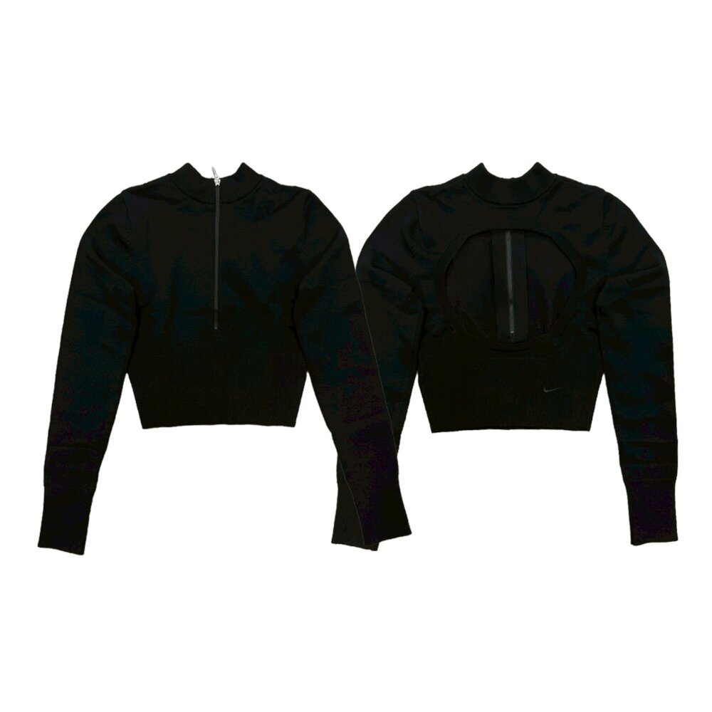 NIKE 耐吉 W Chill Knit Sweater 短版長袖挖背上衣 FN4690-010