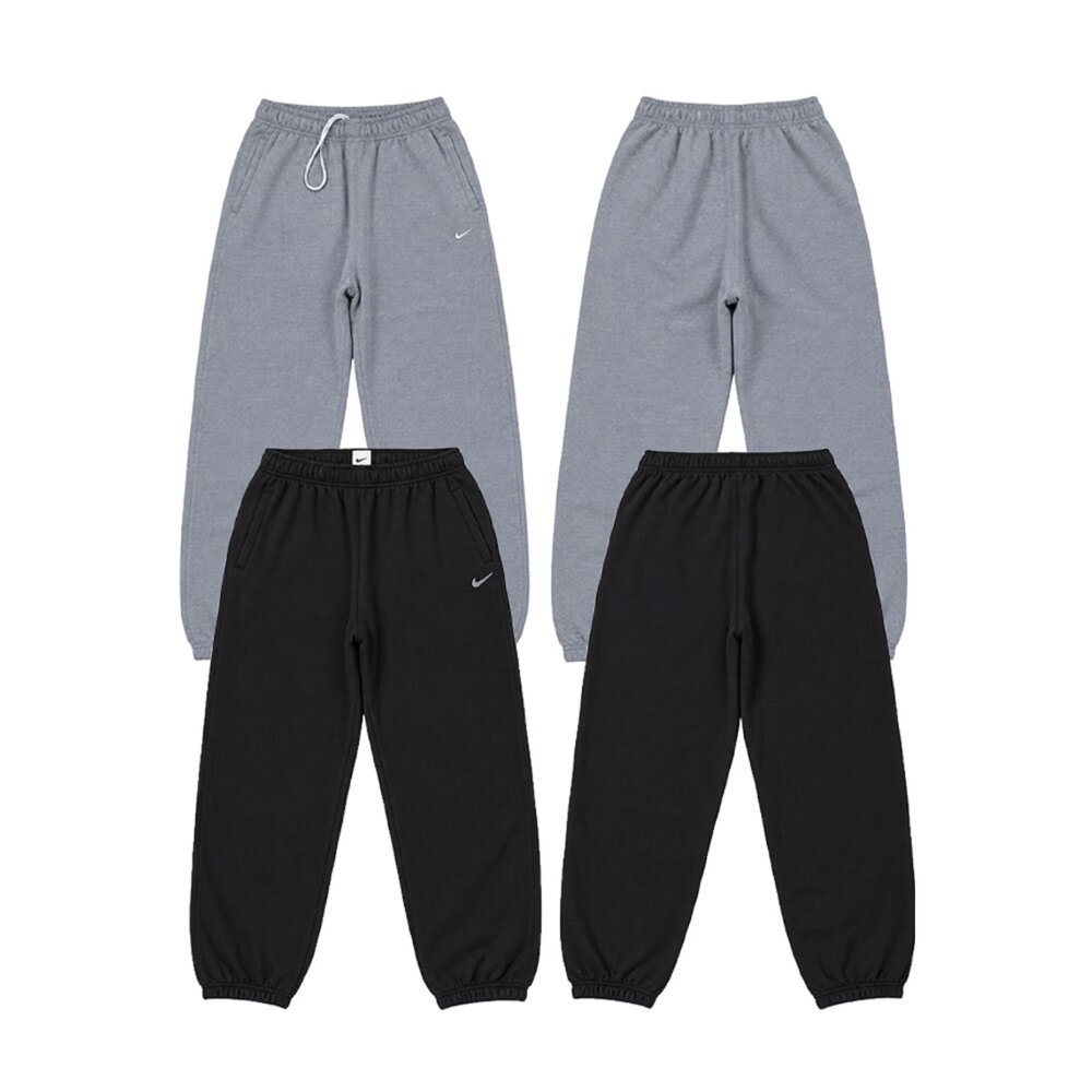 NIKE 耐吉 Solo Swoosh Fleece Pants 重磅刷毛棉長褲 黑/灰 DA0330