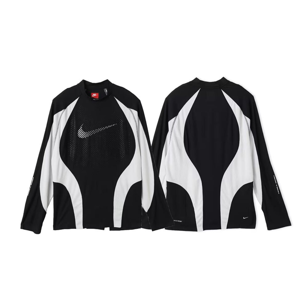 NIKE 耐吉 Tech Men's Dri-FIT ADV 黑白拼接透氣長袖 運動 排汗 球衣 IM5726-010
